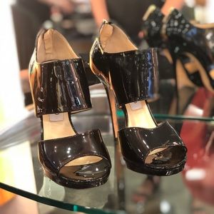 Authentic Jimmy Choo 'Private' Black Peep Pumps